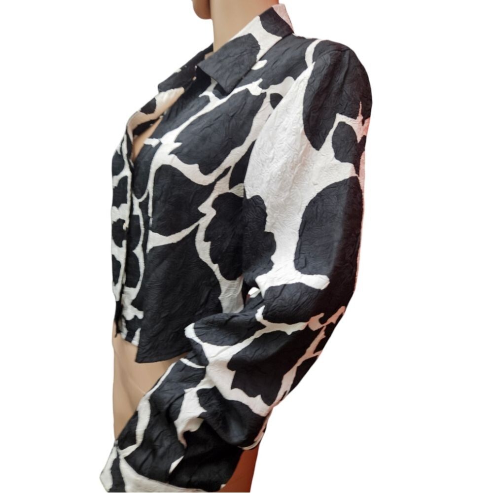 House of Harlow 1960 Geometric Print Button Down Shirt Woman's Black / White SOL - Picture 3 of 8